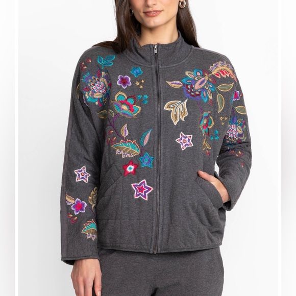 Johnny Was Dolman Quilted Floral Embroidered Jacket New NWT XL